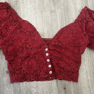 Urban outfitters red lace crop top